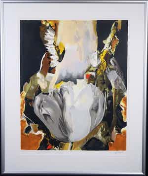 Anita Duijf - Anita Duijf: Zeefdruk, Z.T. Witte tulp - Ingelijst (Groot) 1/2 SET verkocht voor € 60!