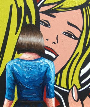 Gerard Boersma - Girl With Mirror (Vrouw kijkend naar schilderij van Roy Lichtenstein) kopen? Bied vanaf 100!