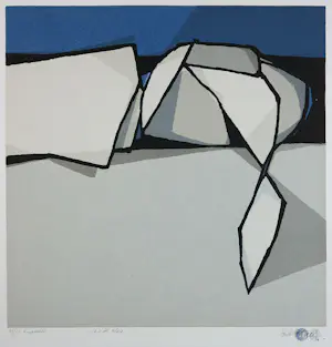 Fon Klement - Boardsnede op papier, Le ciel bleu - Ingelijst kopen? Bied vanaf 90!