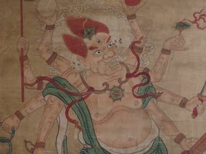 Niet of onleesbaar gesigneerd - Aquarel , “Toornige Bodhisattva” – 19e Eeuw – GROOT - Boeddhisme kopen? Bied vanaf 1!