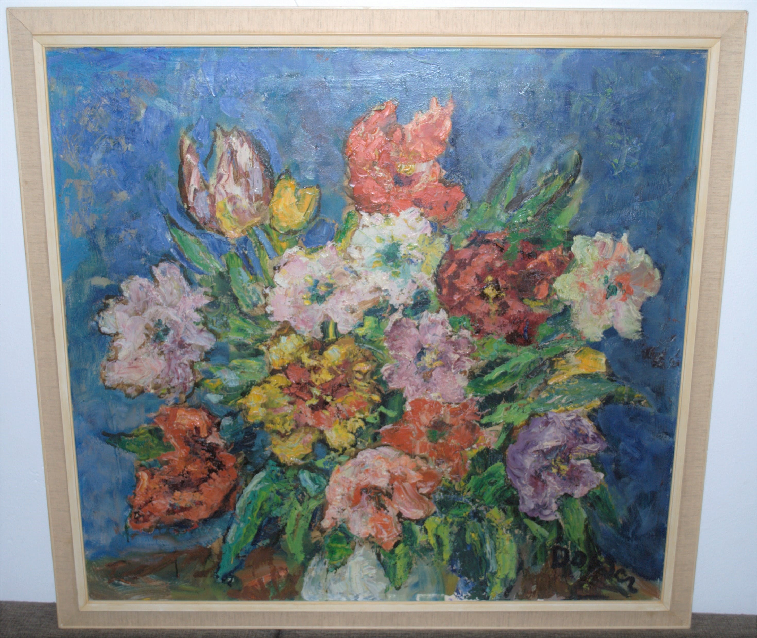 Jacobus Doeser - een uitbundig boeket, olieverf 80x85 verkocht voor € 195!