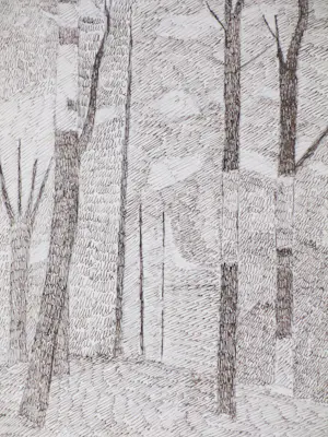 Dirk Arnoldus Tavenraat - Twee pointillistische bosgezichten - Inkttekeningen kopen? Bied vanaf 45!
