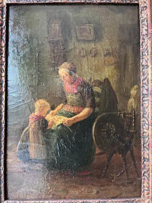 Jan de Jong - Boerin met kind in een keuken kopen? Bied vanaf 175!