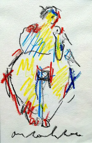 Anton Heyboer - Moeder met kind - Krijt op papier - 1996 - 35 x 26 cm - ingelijst kopen? Bied vanaf 150!