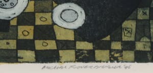 Michel van Overbeeke - Kleurenets met bladgoud, Aware away I - Ingelijst kopen? Bied vanaf 20!