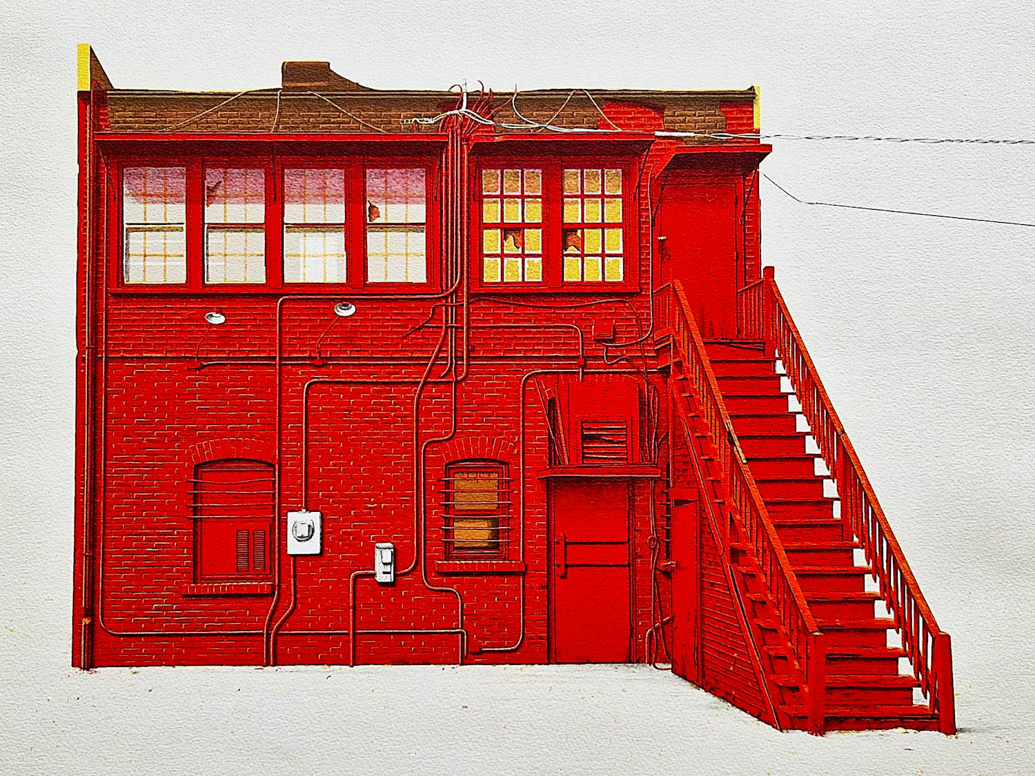 Siet Zuyderland - wegens niet betaald opnieuw in veiling: Unieke A.P. kleuren-Litho "the red Wall" kopen? Bied vanaf 64!
