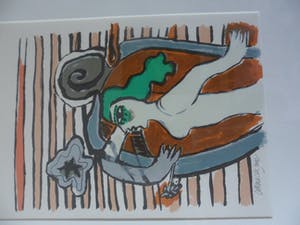 Corneille - Zeefdruk. Titel. "Femme et animeaux XIV kopen? Bied vanaf 120!