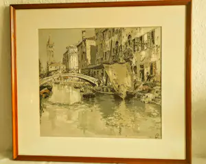 Hans Figura - Farb Radierung Aquatinta auf Seide Brücke in Venedig 50er Jahre handsigniert kopen? Bied vanaf 280!