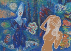 Joe Wols - Pastelkrijt op papier, Fantasielandschap - Ingelijst kopen? Bied vanaf 1!