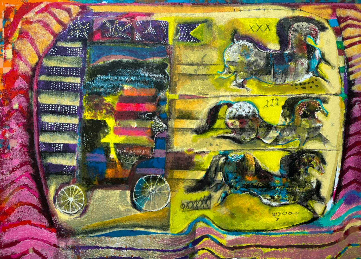 Astrid Engels - handgesigneerde zeefdruk | 'zonder titel' | 1993 kopen? Bied vanaf 20!