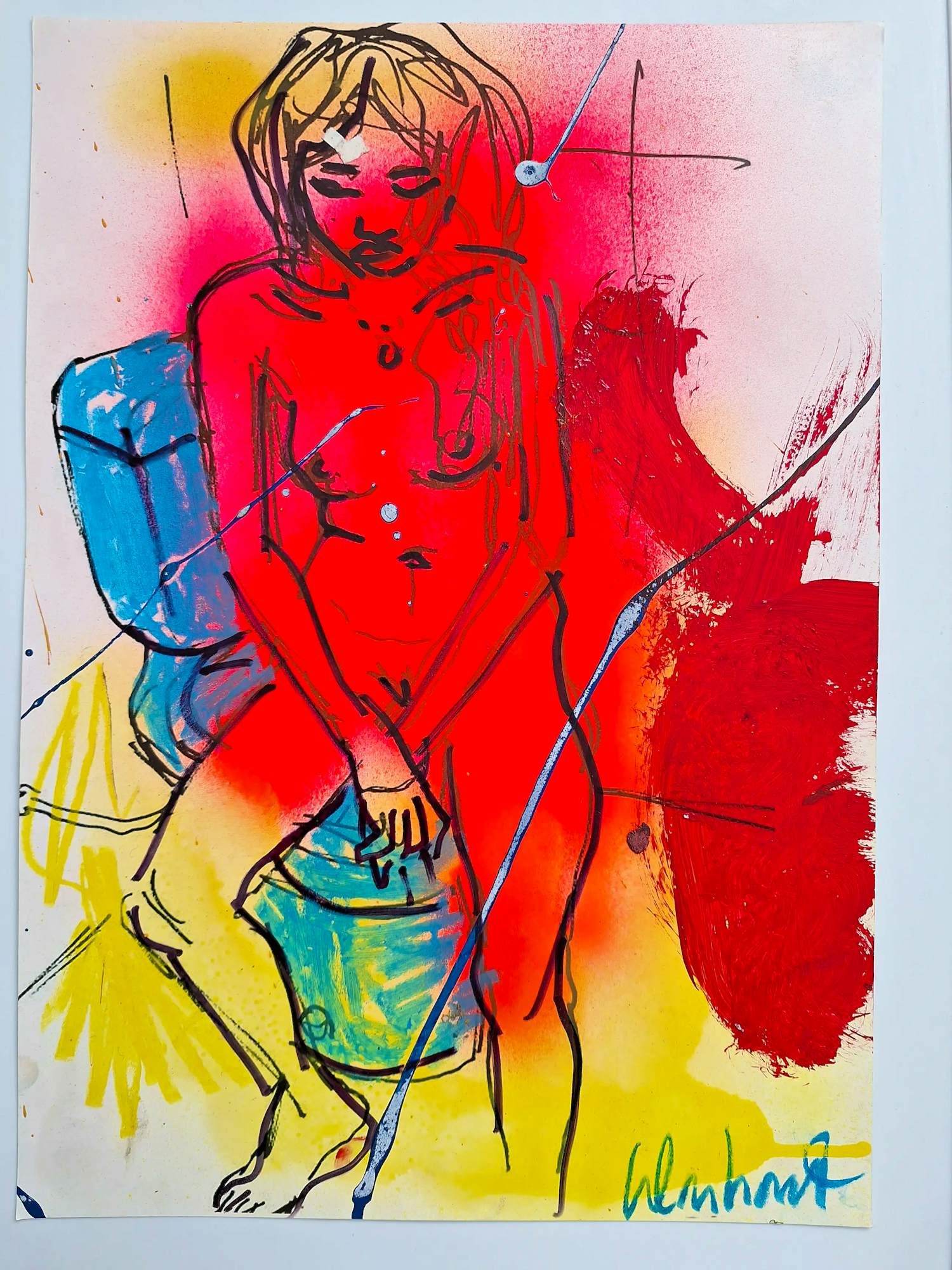 Peter Klashorst - Gemengde techniek - Model - Handgesigneerd !!! verkocht voor € 50!