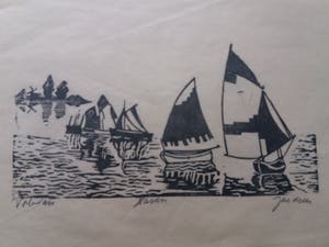 Jac. de Beer - Houtsnede "Volendam - Haven-" kopen? Bied vanaf 11!