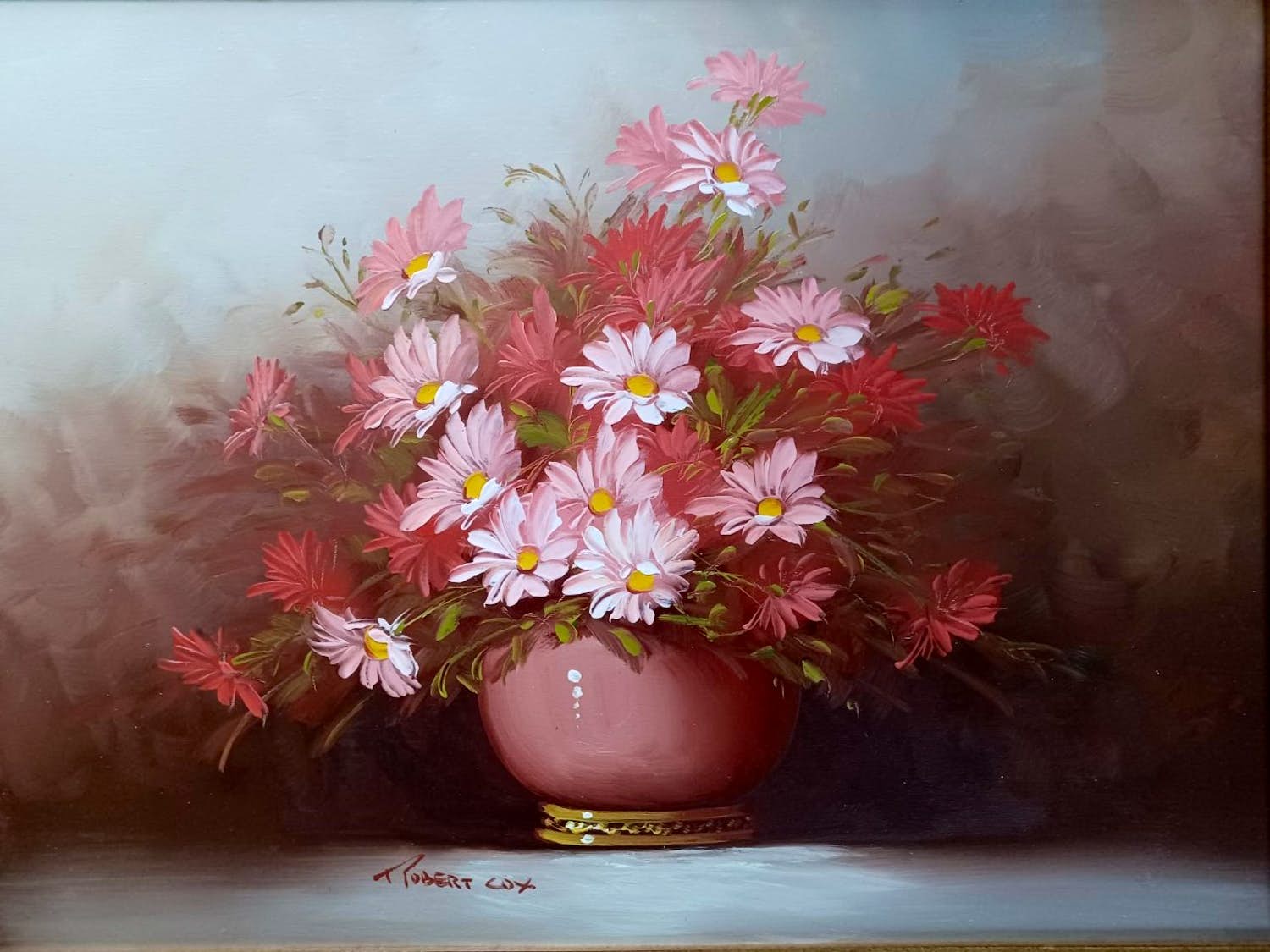 Robert Cox - Bloemstilleven in pot. verkocht voor € 45!