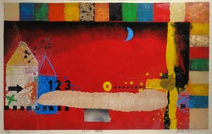 Theo Koster - Zeefdruk en collage, Blue Moon - Ingelijst (Groot) kopen? Bied vanaf 80!