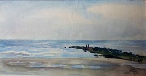 Han Krug - Aquarel "Strand met pier" 1950 kopen? Bied vanaf 25!