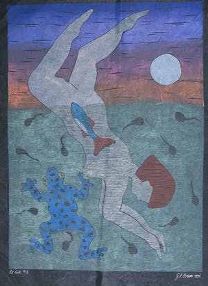 Geertje Briels - Houtdruk op geschept papier, De duik kopen? Bied vanaf 35!