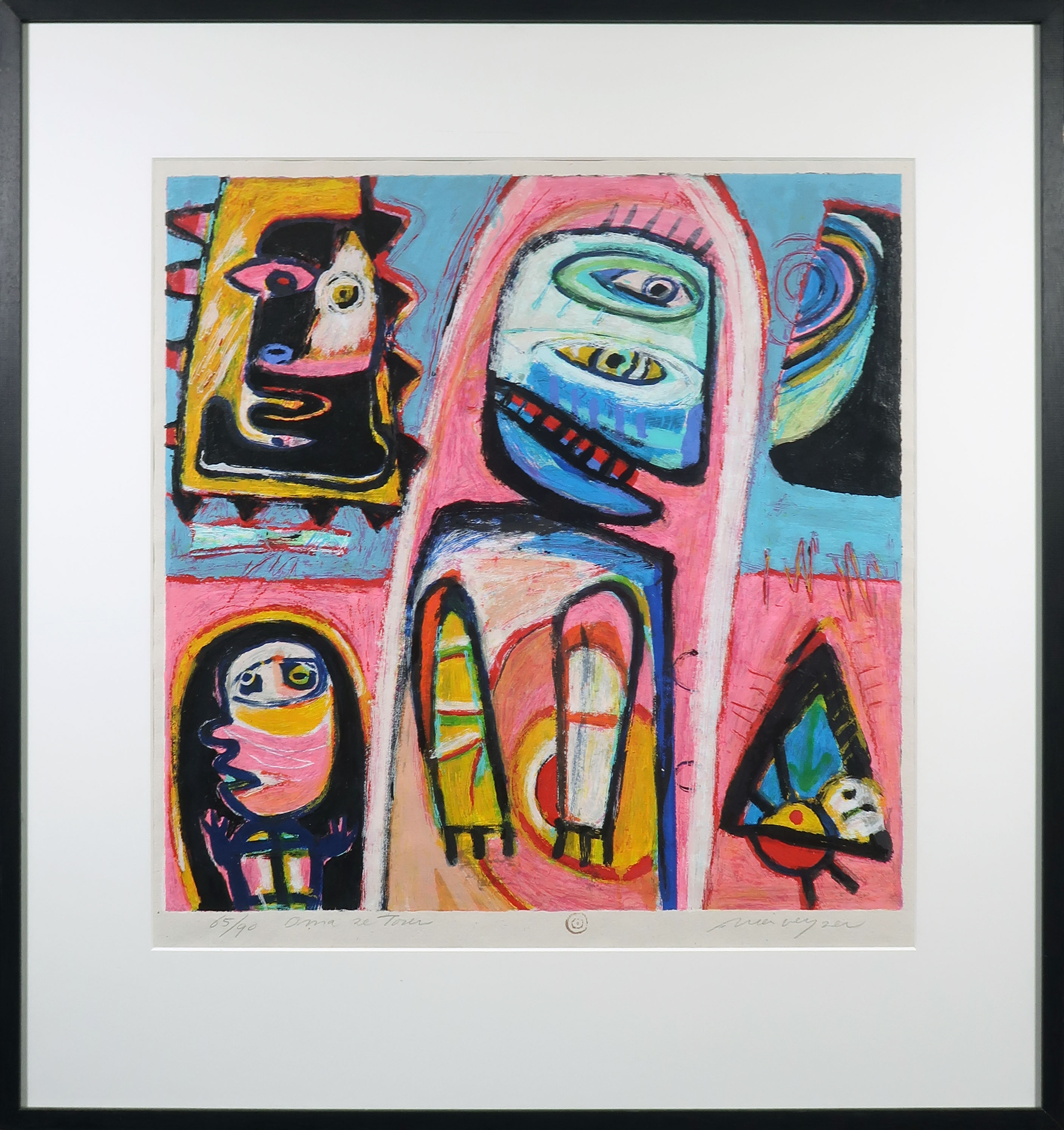 Henk Vierveijzer - Zeefdruk, Oma ze toren - Ingelijst verkocht voor € 60!