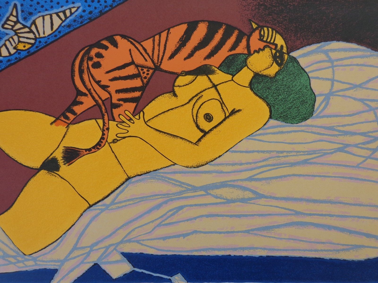 Corneille - LES TIGRES AMOUREUX / KLEURLITHO / 60x78cm / SIG / 1987 kopen? Bied vanaf 175!
