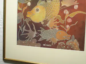 Wiji Hartono Kabul - Batik op zijde , Vissen – Ingelijst, 72 x 71 cm kopen? Bied vanaf 150!