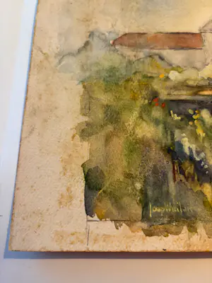 Jaap Weiland - Aquarel, Villa & een klein gemengd techniek werk Haven Numansdorp kopen? Bied vanaf 50!