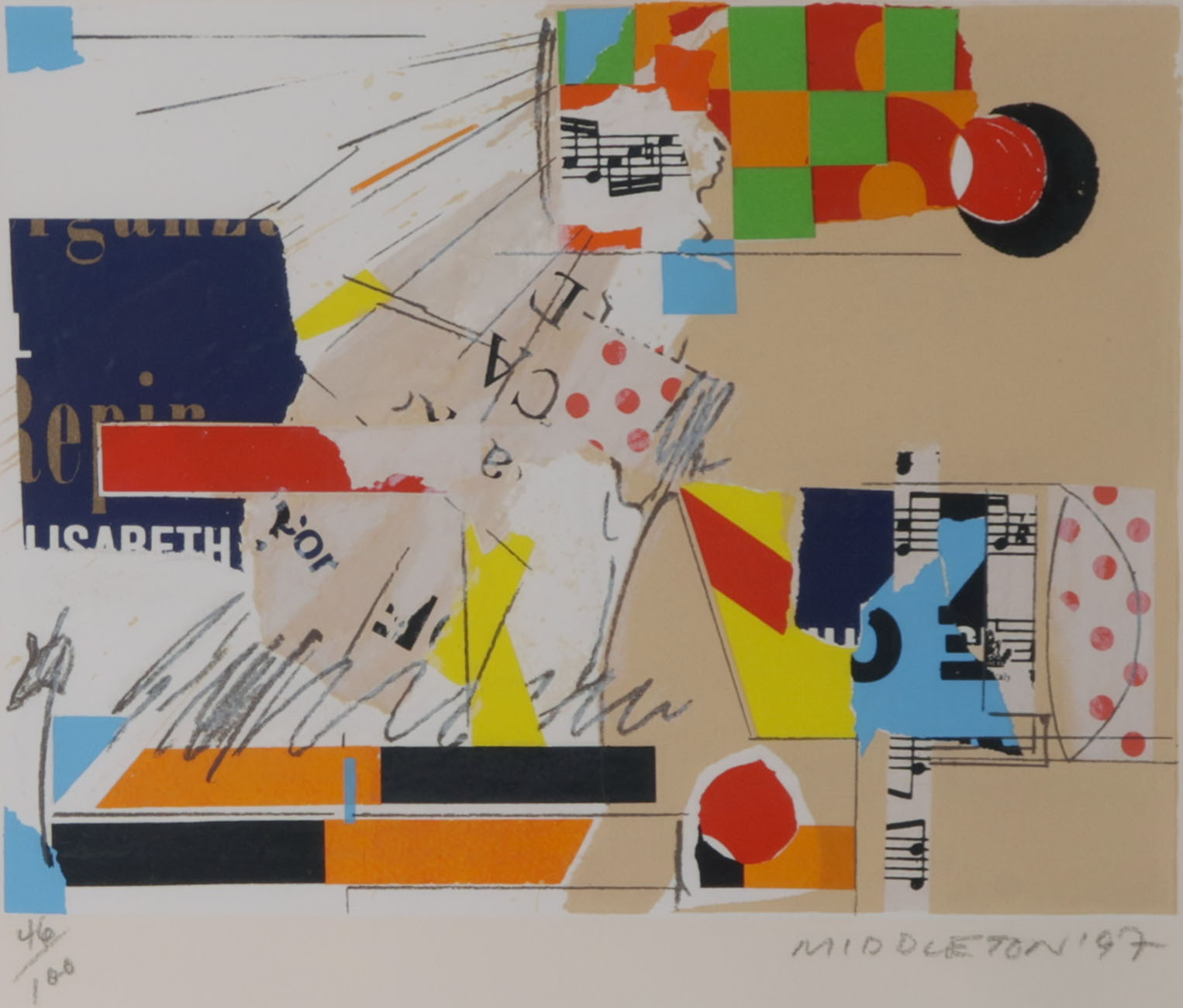 Sam Middleton - Zeefdruk, Composition III - Ingelijst kopen? Bied vanaf 35!