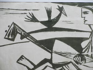 Gust Romijn - Musicerende figuur - Litho kopen? Bied vanaf 40!