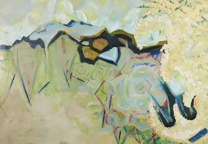 Niet of onleesbaar gesigneerd - Gemengde techniek op papier, Zonder titel (Roos) - Ingelijst kopen? Bied vanaf 1!