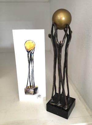 Corry Ammerlaan - Sculptuur “ GEBUNDELDE SAMENWERKING “. Gesigneerd kopen? Bied vanaf 1!