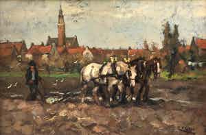 Cor Noltee - C3905 - Paarden voor de ploeg verkocht voor € 450!