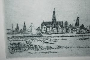 Buy Poppe Damave - ets, oplage 150 - Langs het Spaarne, Haarlem? Bid from 35!