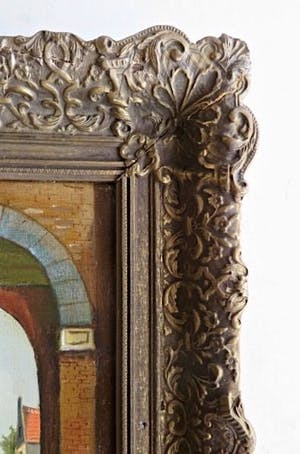 Niet of onleesbaar gesigneerd - Middeleeuwse Stadspoort Amsterdam met figuren - handgesigneerd: T. Guth? kopen? Bied vanaf 1!