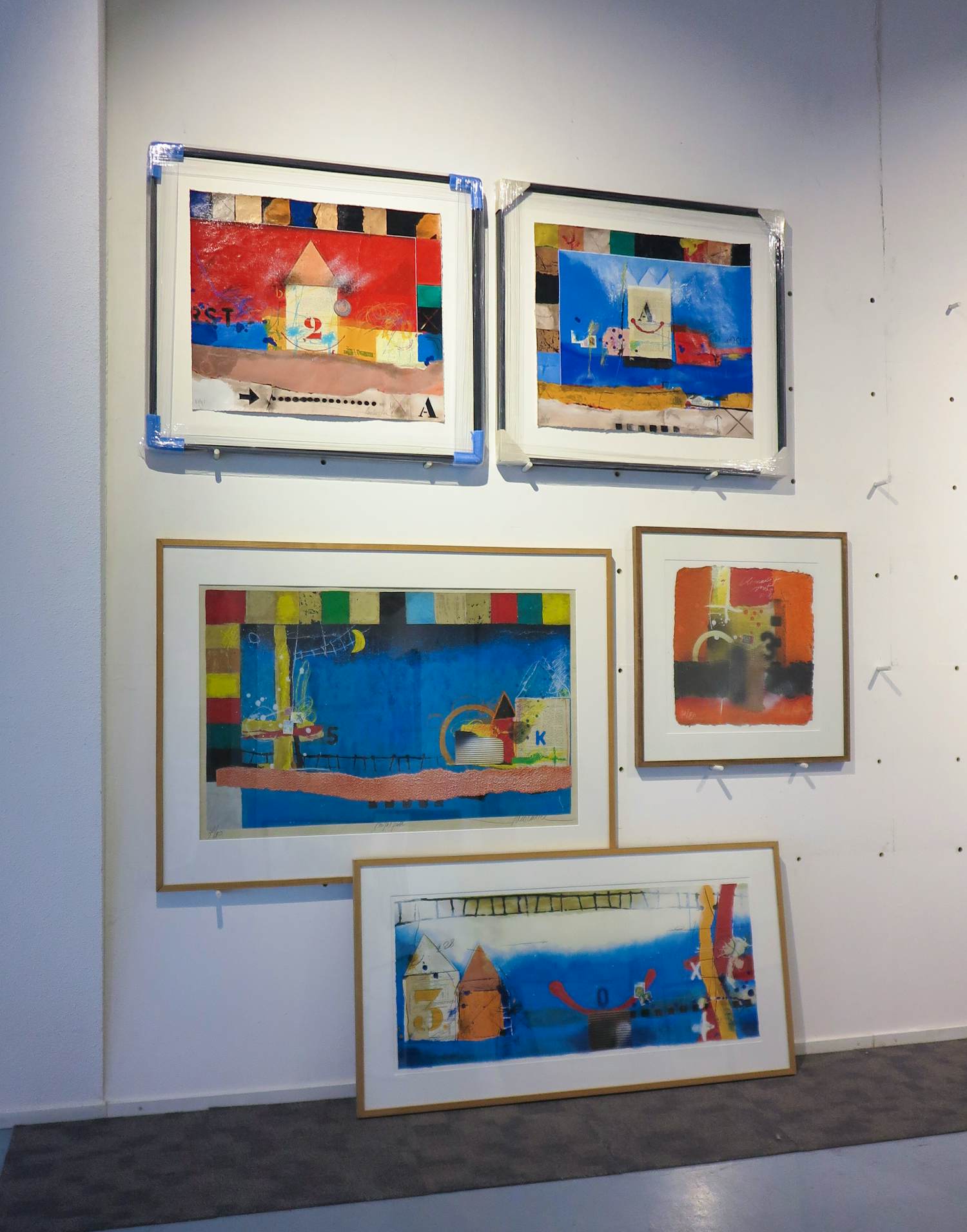 Theo Koster - VIJF zeefdrukken / collages inclusief lijsten verkocht voor € 100!