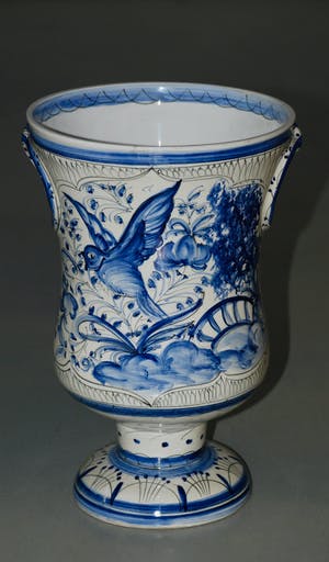 Niet of onleesbaar gesigneerd - Zeldzame oude Portugese faience majolica handgeschilderde vaas Sec XVII kopen? Bied vanaf 1!