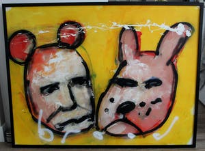 Herman Brood - acryl op doek: Clown & hond (HBM certificaat + museum tentoonstellingscatalogus) kopen? Bied vanaf 4999!