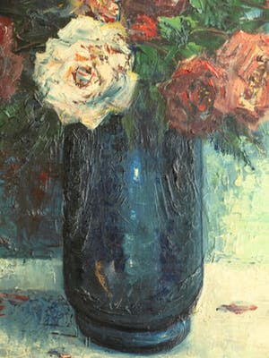 H. Gooyer - Olieverf op doek - 85 x 68 cm , Rozen in een vaas – ingelijst kopen? Bied vanaf 75!