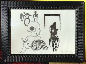 Rob Scholte - Figuren met schildpad, originele tekening (mooi ingelijst) kopen? Bied vanaf 169!