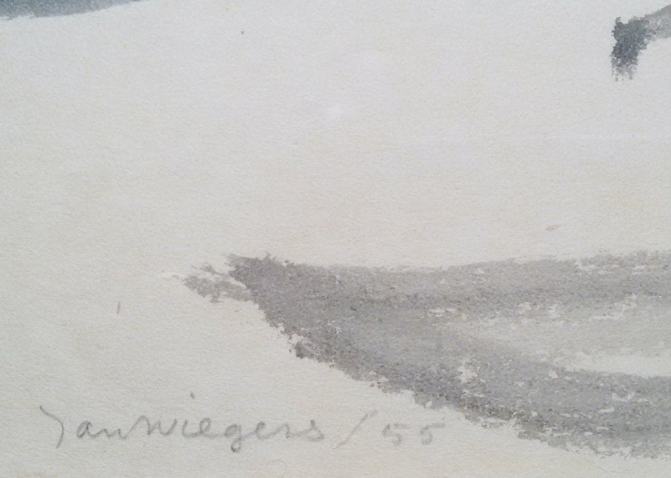 Jan Wiegers - Alpenlandschap, aquarel (ingelijst) kopen? Bied vanaf 395!