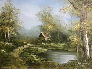 Niet of onleesbaar gesigneerd - Bosgezicht met vennetje kopen? Bied vanaf 1!