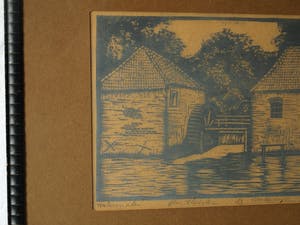 Jac. de Beer - Ingelijste houtsnede , Watermolen ‘Den Helder’ Winterswijk – ca. 1935 kopen? Bied vanaf 40!