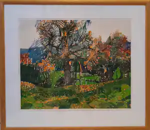 Vincent van Ojen - Houtsnede, Herfstlandschap - Ingelijst (Groot) vendu pour 100€ !