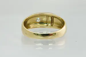 25 - massieve Retro 18 Krt bi-color gouden solitair ring met 0.05ct diamant kopen? Bied vanaf 330!
