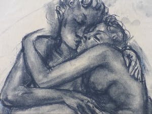 Willem van Dort - Liefdespaar - Potlood/Houtskool kopen? Bied vanaf 75!