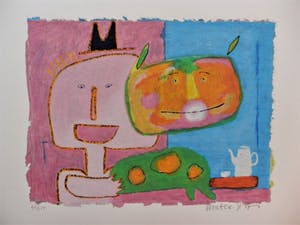 Wouter Stips - Kleurenzeefdruk KOPJE KOFFIE-POES ERBIJ Handgesigneerd. kopen? Bied vanaf 145!