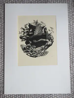 Pam Georg Rueter - Schip met naakt op de boeg - Kopergravure kopen? Bied vanaf 60!