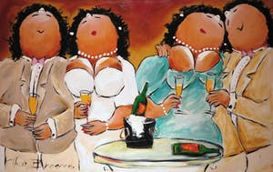 Theo Broeren - Acryl op doek, Roze strik (Zeer Groot) kopen? Bied vanaf 100!