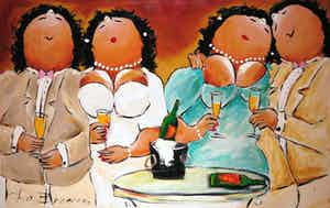 Theo Broeren - Acryl op doek, Roze strik (Zeer Groot) verkocht voor € 100!