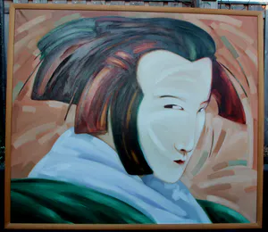 Dana Andreev - Olieverf op doek: Portret van een Japans figuur - 1993 kopen? Bied vanaf 750!