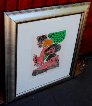 Corneille - Ingelijste litho: 'Femme et oiseau'- 1986 kopen? Bied vanaf 275!
