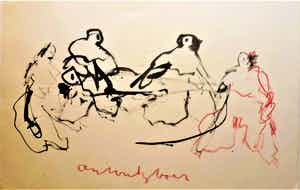 Anton Heyboer - groep figuren Sierlijke tekening . verkocht voor € 250!