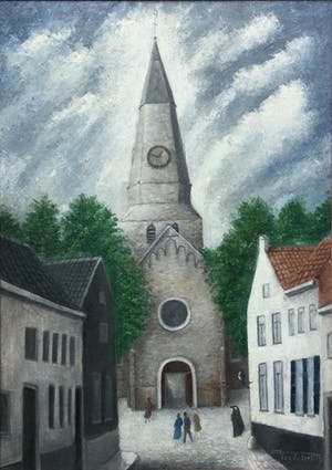 Niet of onleesbaar gesigneerd - Kerkgang | fraai geschilderd tafereel kopen? Bied vanaf 1!